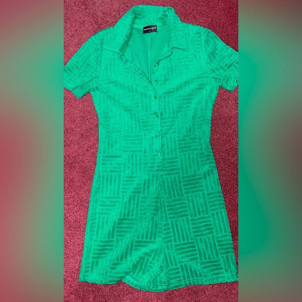 NW: White Fox Boutique Green Terrycloth Romper